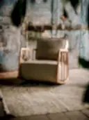 kumaşlı ve meşe iskeletli sallanan koltuk