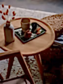 masif meşe yuvarlak sehpa