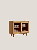 HAN BÜFE 100 CM KETEN YAĞLI NERVÜRLÜ CAM KAPAKLI